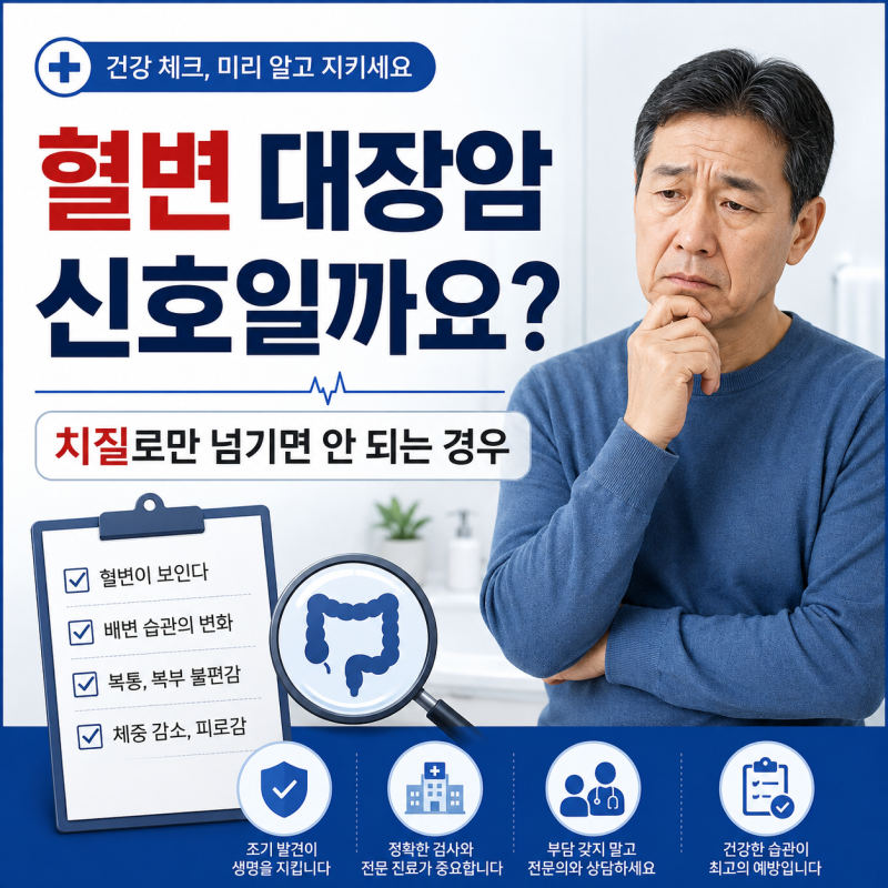 혈변 대장암 신호일까요? 치질로만 넘기면 안 되는 경우