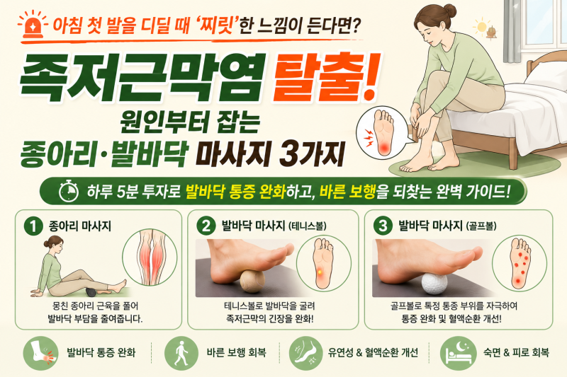 [건강 정보] 아침 첫발을 딛을 때 극심한 발바닥 통증? '족저근막염' 원인과 종아리·발바닥 ....