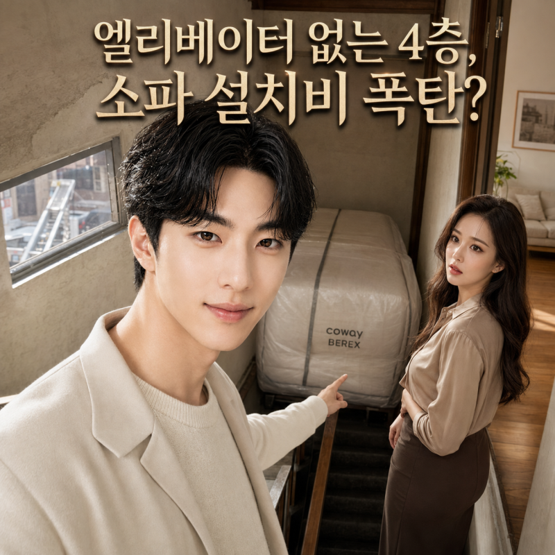코웨이 쇼파 렌탈, 엘리베이터 없는 4층 빌라는 설치·회수 비용까지 봐야 할까요?