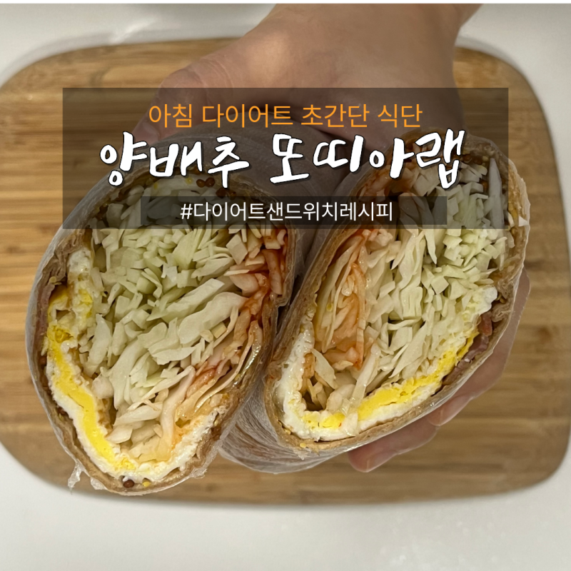 아침 식단 추천! 든든하고 속 편한 초간단 양배추 또띠아랩 만들기 (다이어트 샌드위치 레시....