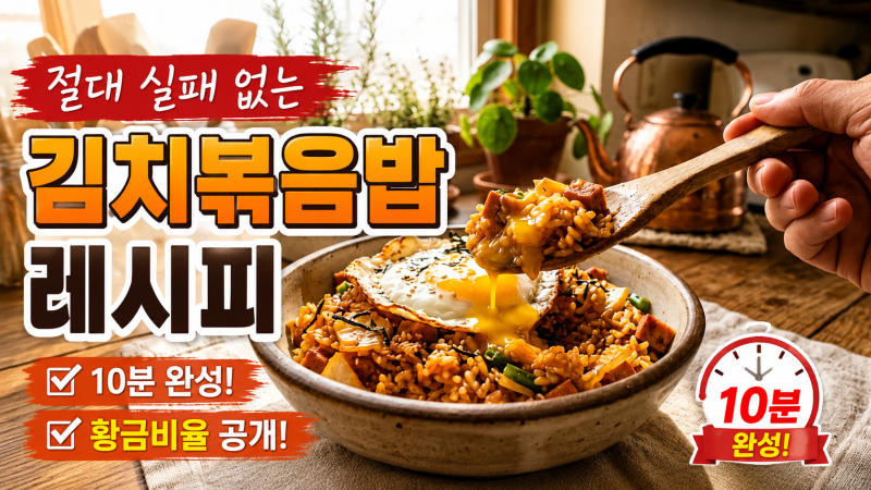 절대 실패 없는 김치볶음밥 레시피: 10분 완성 황금비율 공개!