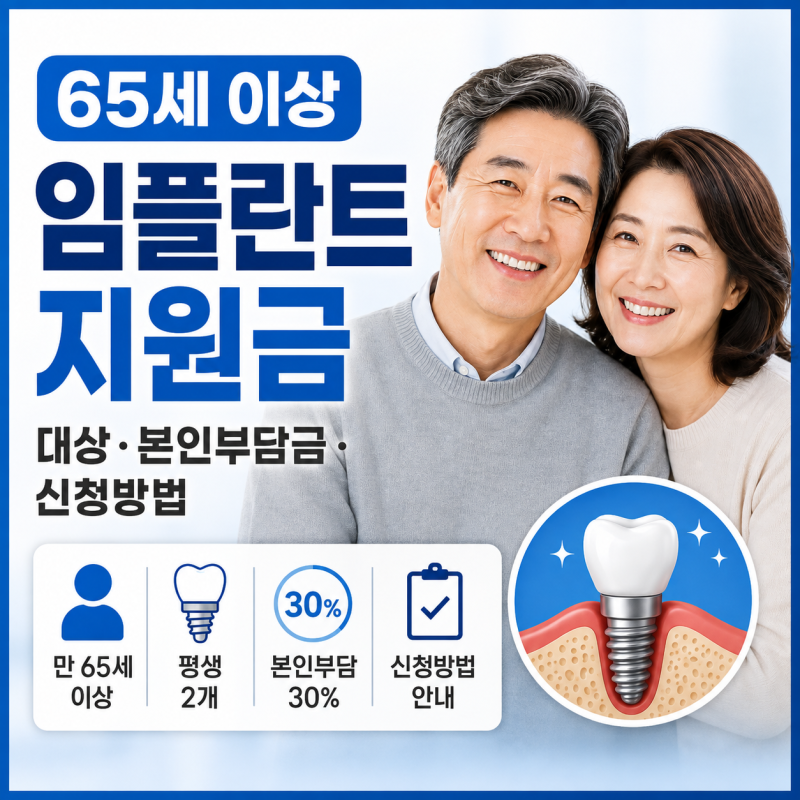 만 65세 이상 임플란트 지원금 신청방법 및 본인부담금 (2026)