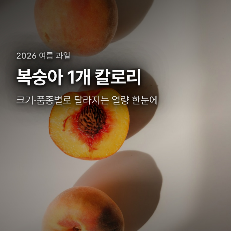 복숭아 1개 칼로리, 중간 크기면 몇 kcal? 크기·품종별 답
