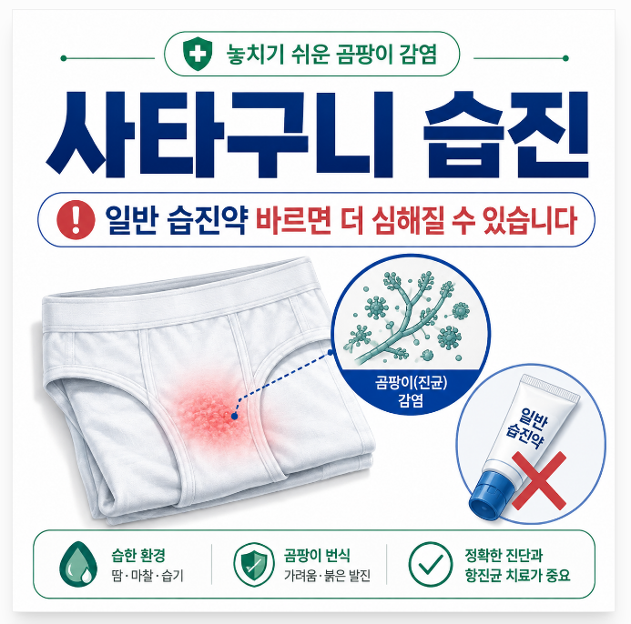 사타구니 습진, 일반 습진약 바르면 더 심해질 수 있습니다