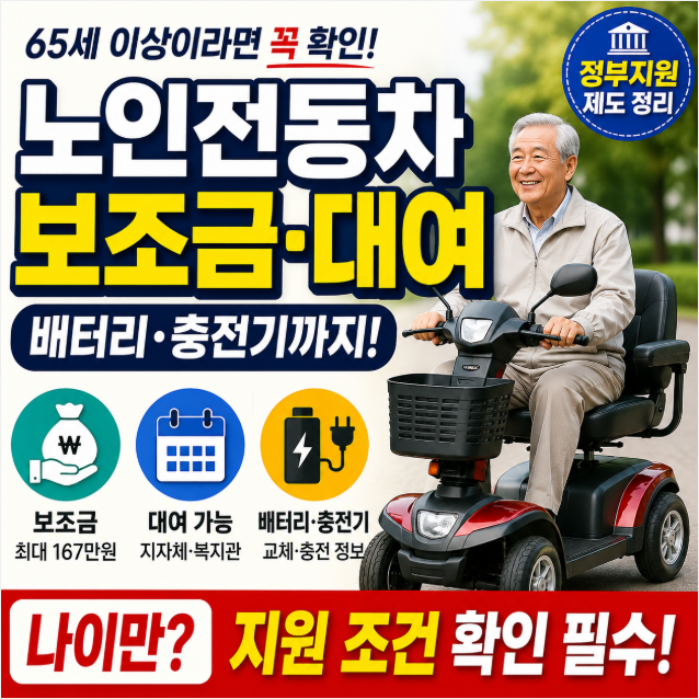 노인전동차 보조금 대여 배터리 충전기, "나이만 많다고 지원되는 건 아니었습니다"