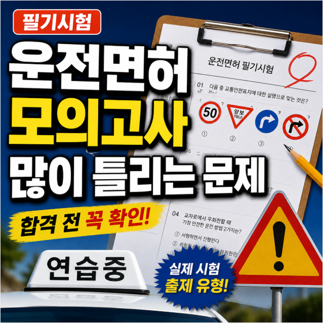 운전면허 모의고사 많이 틀리는 문제｜필기시험에서 자꾸 헷갈리는 유형 7가지
