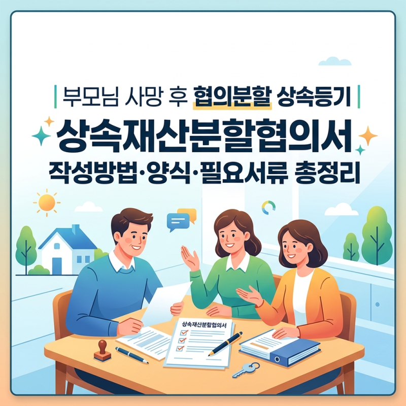부모님 사망 후 협의분할 상속등기 | 상속재산분할협의서 작성방법·양식·필요서류 총정리