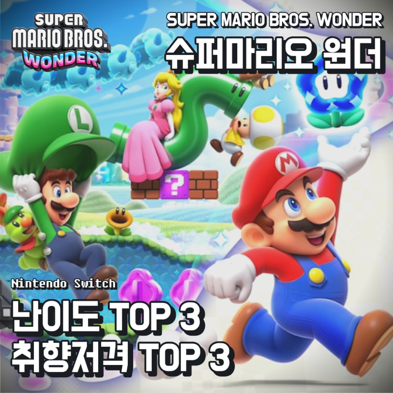 닌텐도 슈퍼 마리오브라더스 원더 리뷰 | 극악 난이도 TOP 3 & 취향저격 스테이지 TOP 3