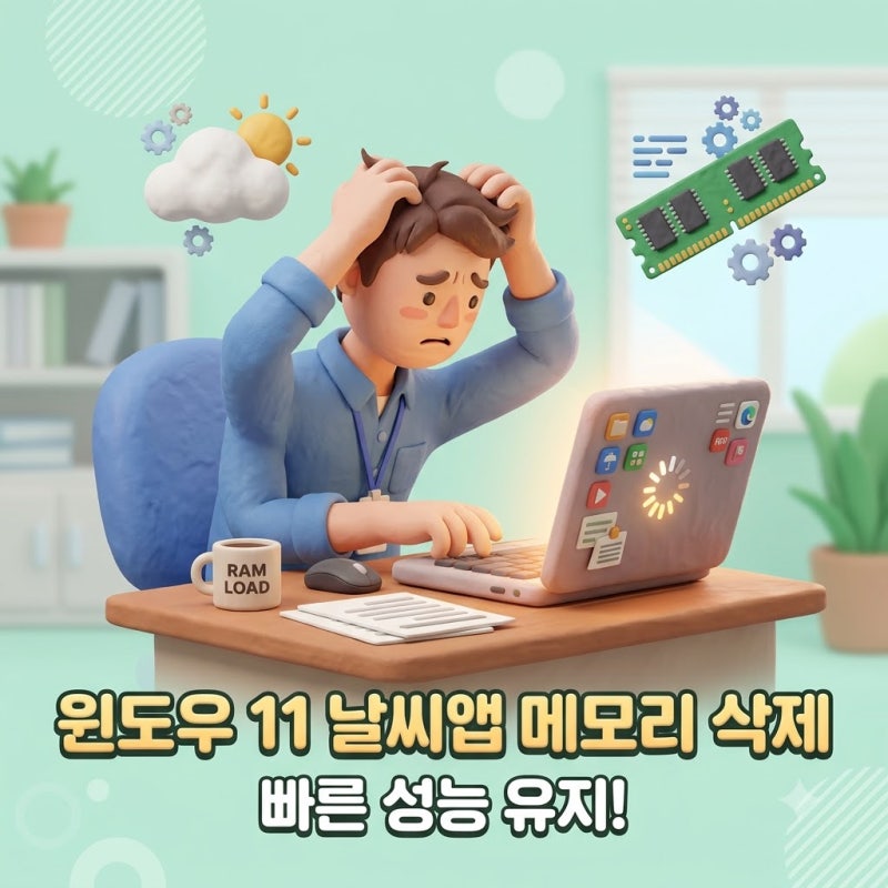윈도우 11 기본 날씨 앱 메모리 누수 해결 위젯 끄기 삭제 방법