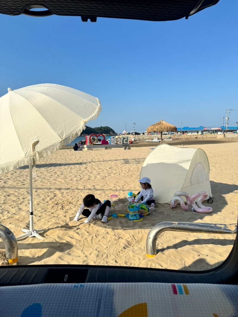 아이랑 인천 을왕리 해수욕장 바다 차박 차크닉 무료 주차 샤워실O