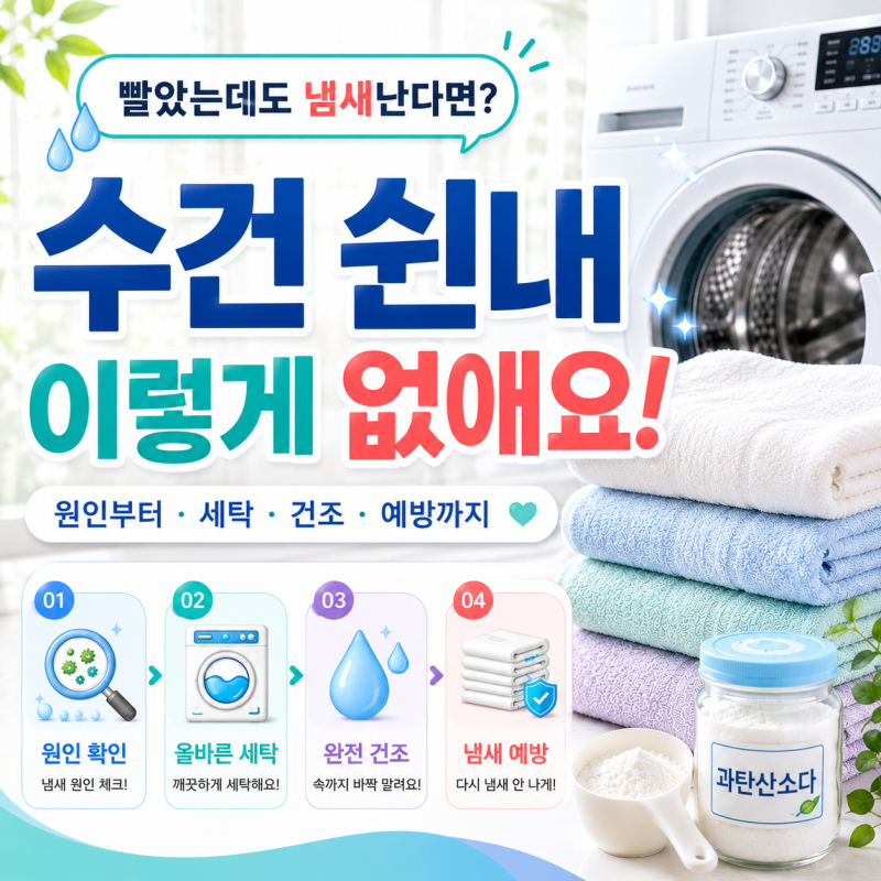 수건 쉰내 없애는법, 과탄산소다 세탁부터 냄새 예방법까지