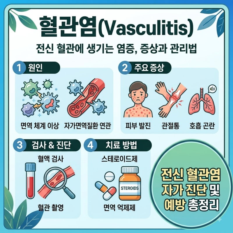 원인 모를 피부 피멍과 발열? '혈관염' 주요 초기 증상, 종류, 진단 및 치료법