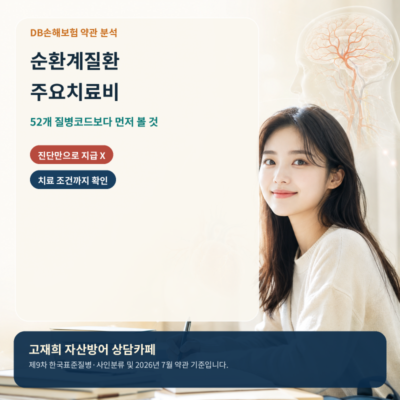DB손해보험 순환계질환 주요치료비, 52개 질병코드와 지급조건까지 정리