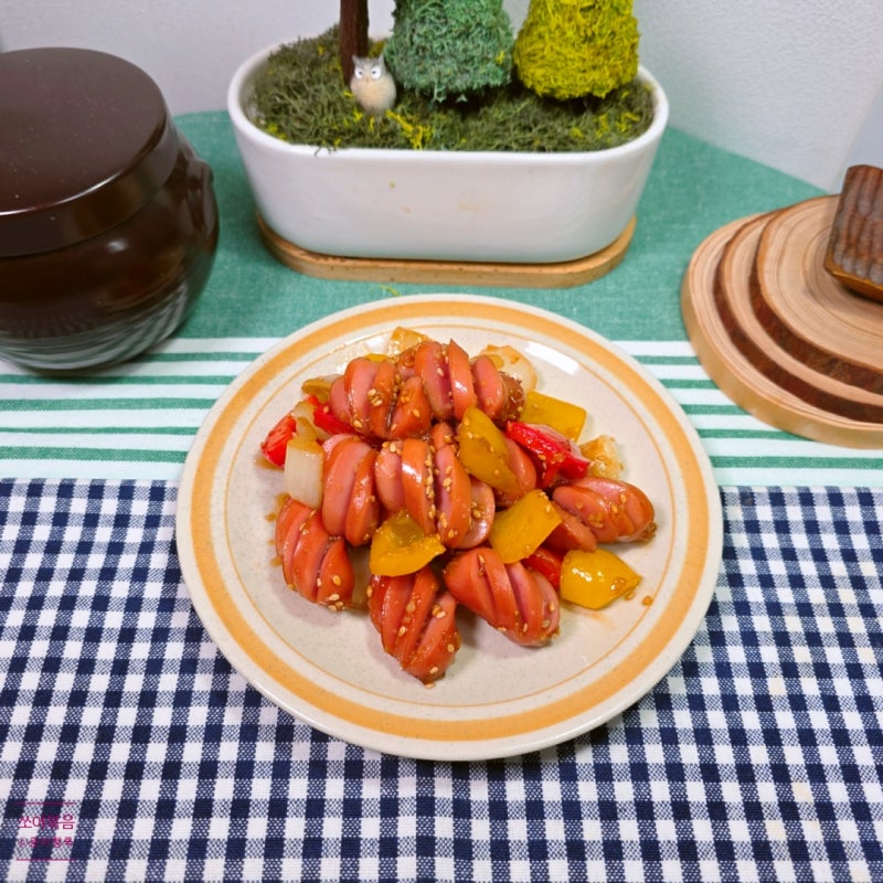 초간단 데리야끼 비엔나소세지 야채볶음 레시피 밑반찬 추천