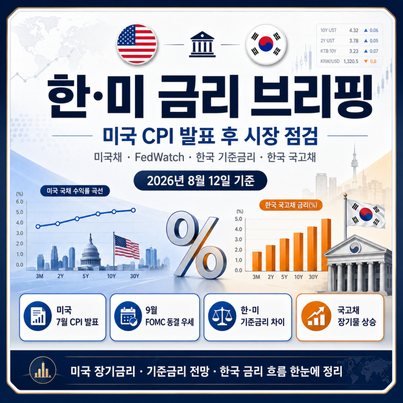 2026년 8월 미국 CPI 발표 결과 및 한미 금리 분석 | 미국 CPI 발표·CME FedWatch·미국채·한국 국고....