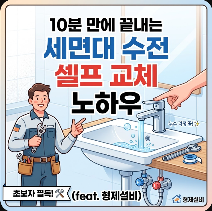 세면대 수전 셀프 교체 방법: 물새고 뻑뻑한 수도꼭지 10분 만에 바꾸기
