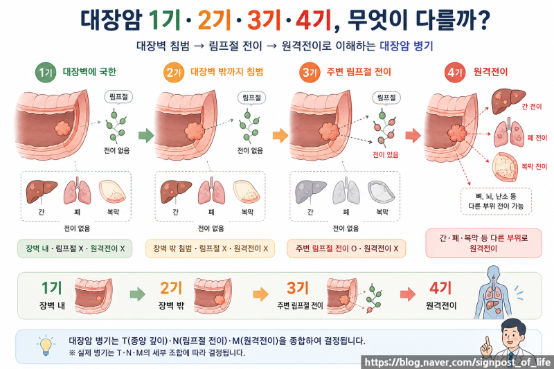 대장암 시리즈 4편 대장암 1기·2기·3기·4기 차이는? 림프절·간·폐 전이까지
