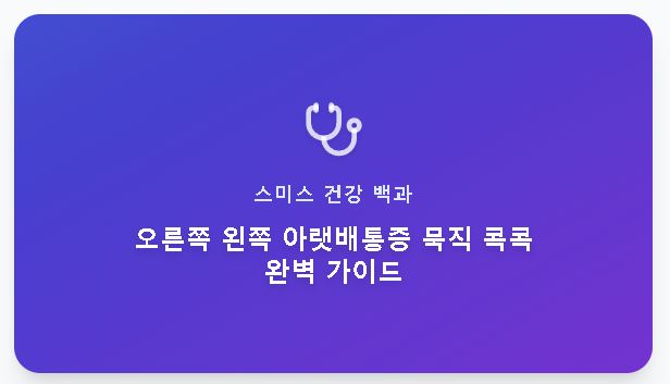 오른쪽 왼쪽 아랫배통증 묵직 콕콕, 남자 여자 원인 완벽 가이드