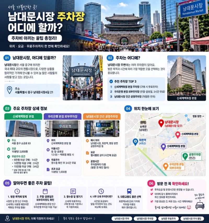 남대문시장 주차장 어디에 할까? 주차비 아끼는 꿀팁 총정리!