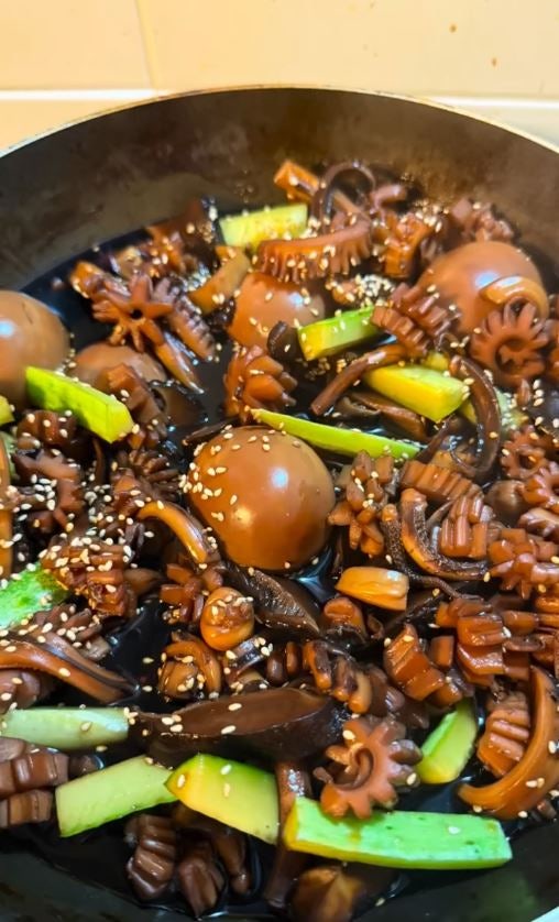 [낚시요리] 무늬오징어 구운계란조림 / 쫄깃한 무늬오징어와 구운계란의 만남