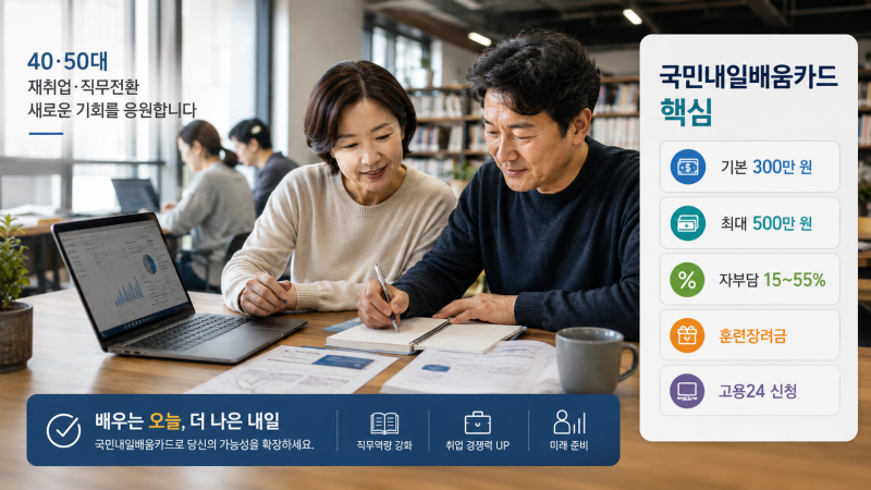 40·50대도 국민내일배움카드 받을 수 있을까? 2026 지원한도·자부담·신청절차 총정리