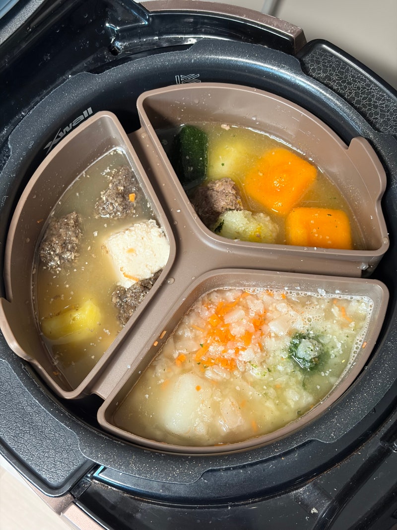 중기 이유식, 퍼기 실리콘 이유식 밥솥 칸막이 첫 사용 후기