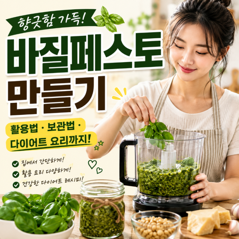 바질페스토 만들기,활용법, 보관법, 활용 다이어트 요리 음식 알아보기