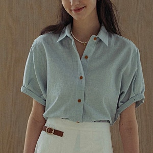 틸아이다이 셔츠 TILLIDIE ann button point shirt mint