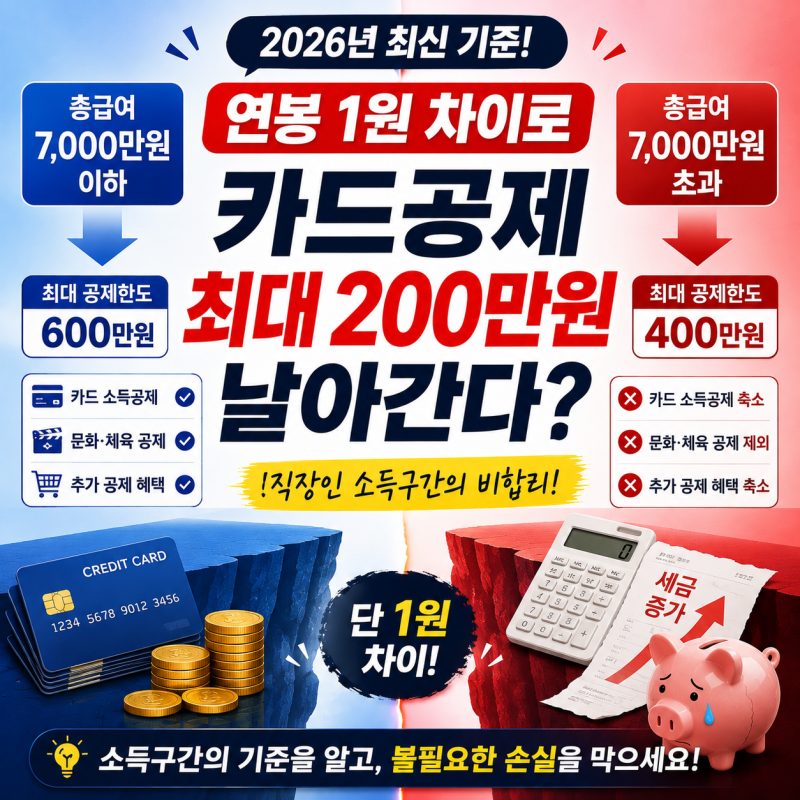 총급여 7천만 원 넘자 카드공제 천장이 최대 200만 원 낮아졌다