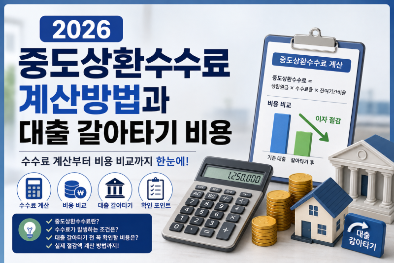 2026 중도상환수수료 계산방법, 대출 갈아타기 전 꼭 확인할 비용