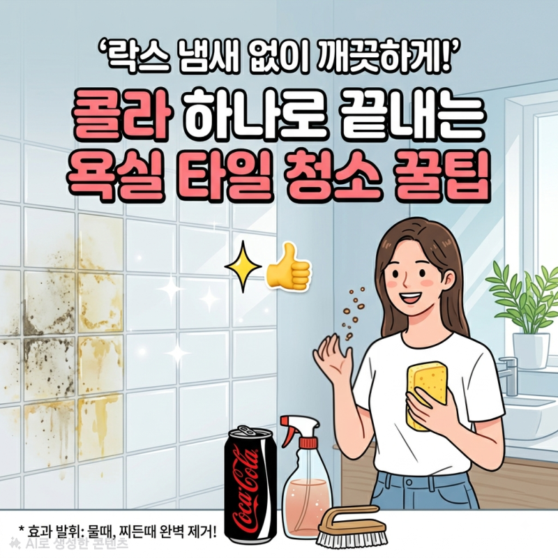 락스 냄새 없이 깨끗하게! 콜라 하나로 끝내는 욕실 타일 청소 꿀팁
