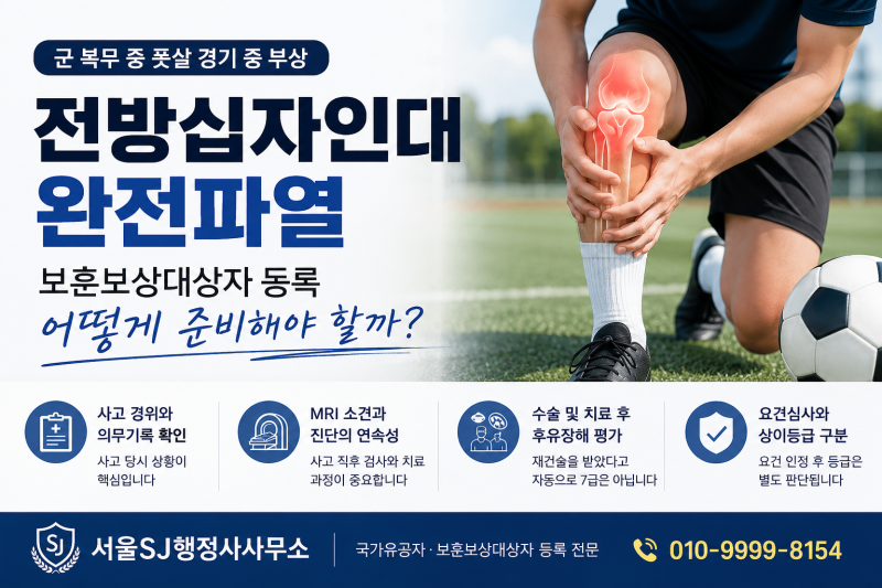 군 복무 중 풋살하다 전방십자인대 완전파열, 보훈보상대상자 인정에서 중요한 것은?