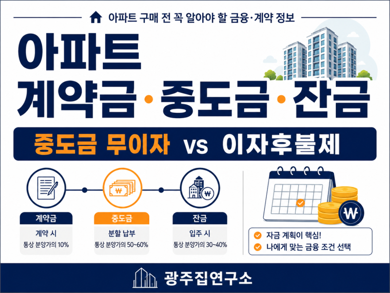 아파트 계약금·중도금·잔금 언제 내나? 중도금 무이자와 이자후불제 차이