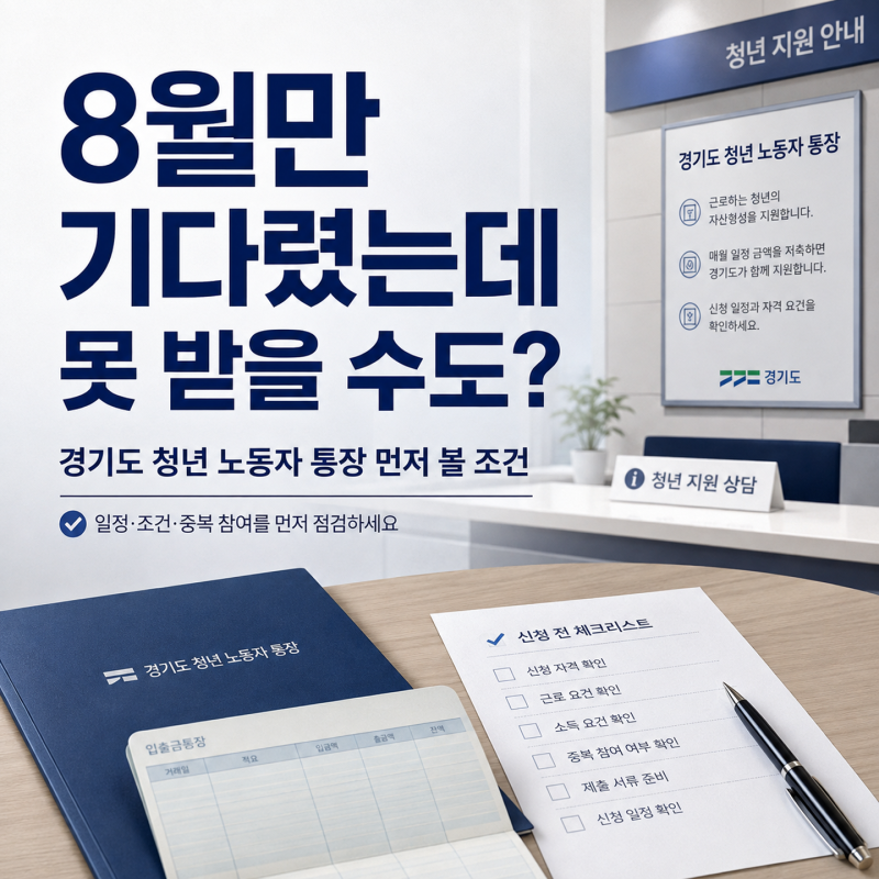 “8월만 기다렸는데 못 받을 수도?” 경기도 청년 노동자 통장 먼저 볼 조건