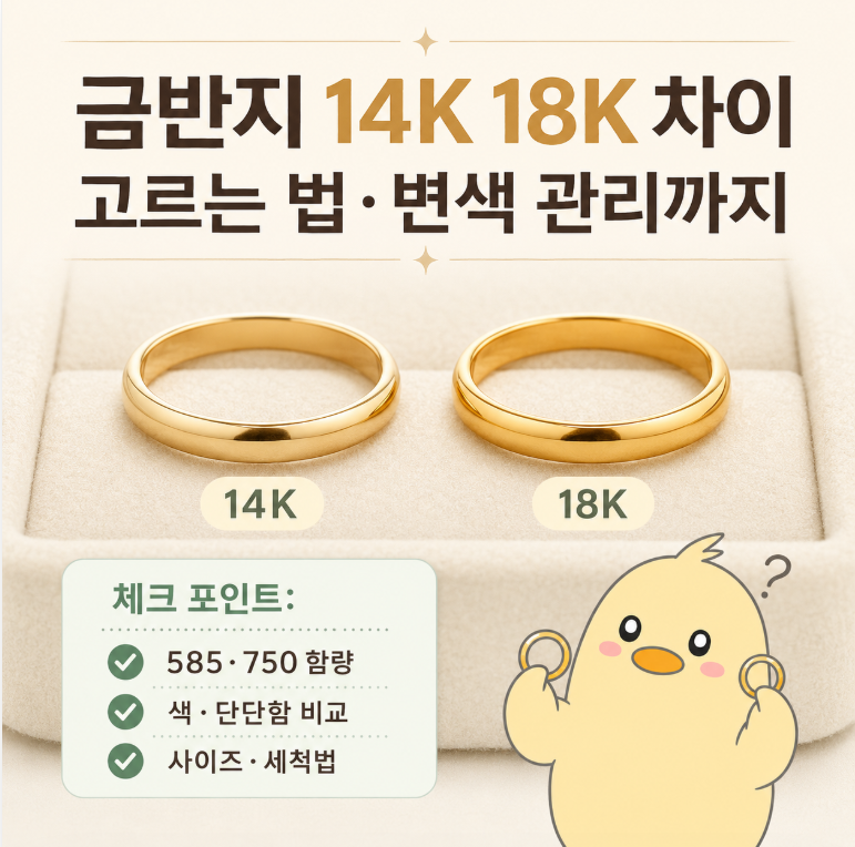 금반지 14K 18K 차이와 고르는 법, 변색 관리까지 총정리