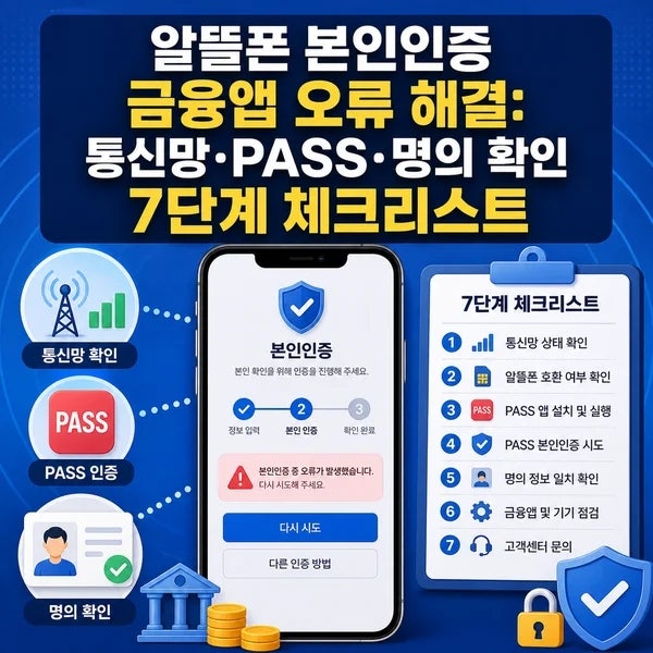 알뜰폰 본인인증 금융앱 오류 해결: 통신망·PASS·명의 확인 7단계 체크리스트 체크포인트