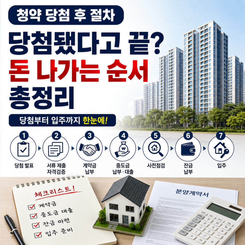 청약 당첨 후 절차, 당첨됐다고 끝? 돈 나가는 순서 총정리