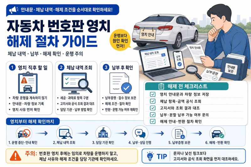 자동차 번호판 영치 전후 확인할 것｜체납세금 납부·해제 절차와 운행 주의사항