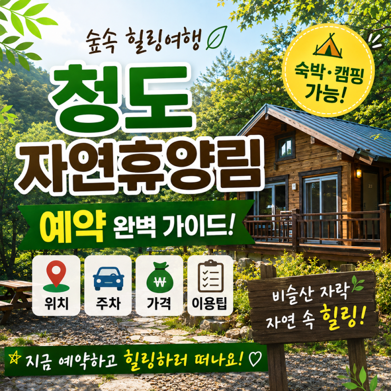 청도자연휴양림 예약 총정리｜위치·주차·가격·숙박 후기 & 예약 꿀팁