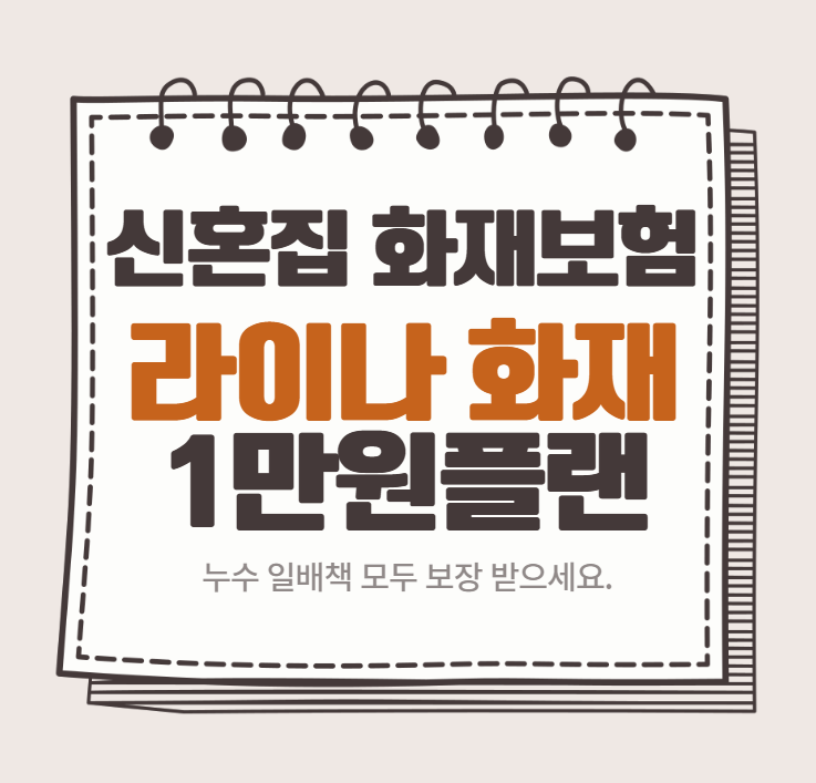 신혼집 화재보험 추천 라이나 화재보험 1만원대 누수 일배책 보장