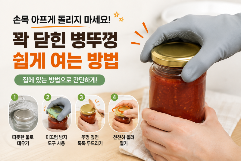 꽉 닫힌 병뚜껑 쉽게 여는 방법