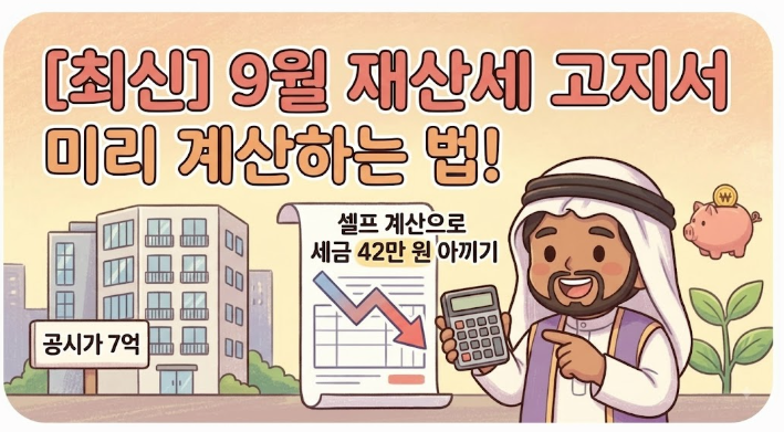 [최신] 9월 재산세 고지서 미리 계산하는 법! 공시가 7억 아파트 셀프 계산으로 세금 42만 원 ....