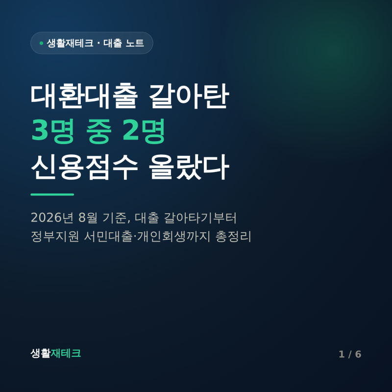 대환대출 갈아탄 3명 중 2명 신용점수 올랐다…서민대출 총정리