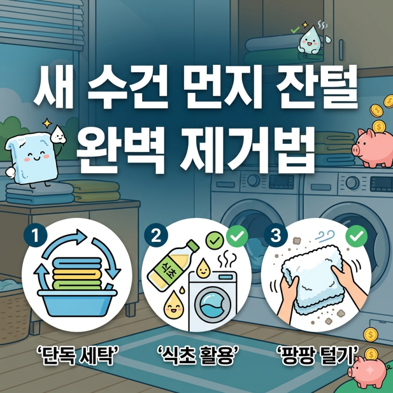 새 수건 올바른 세탁법 : 먼지와 잔털 완벽하게 제거하는 꿀팁!