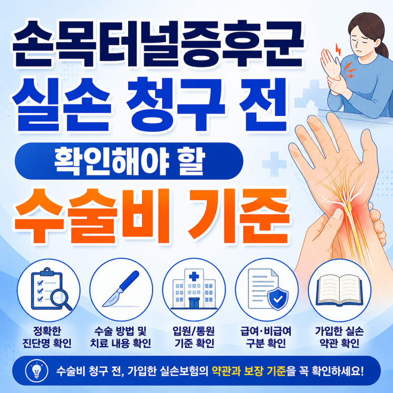 손목터널증후군 실손 청구 전 확인해야 할 수술비 기준