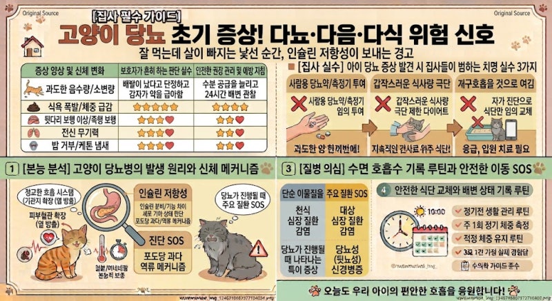 고양이 당뇨 초기 증상! 물 많이 마시고 잘 먹는데 살 빠진다면 당뇨병 의심 기준 총정리