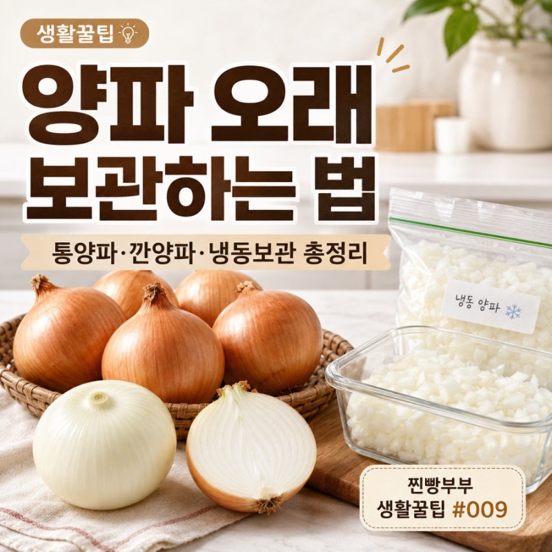 생활꿀팁 #009 양파 오래 보관하는 법 | 통양파부터 깐양파·냉동보관까지 총정리