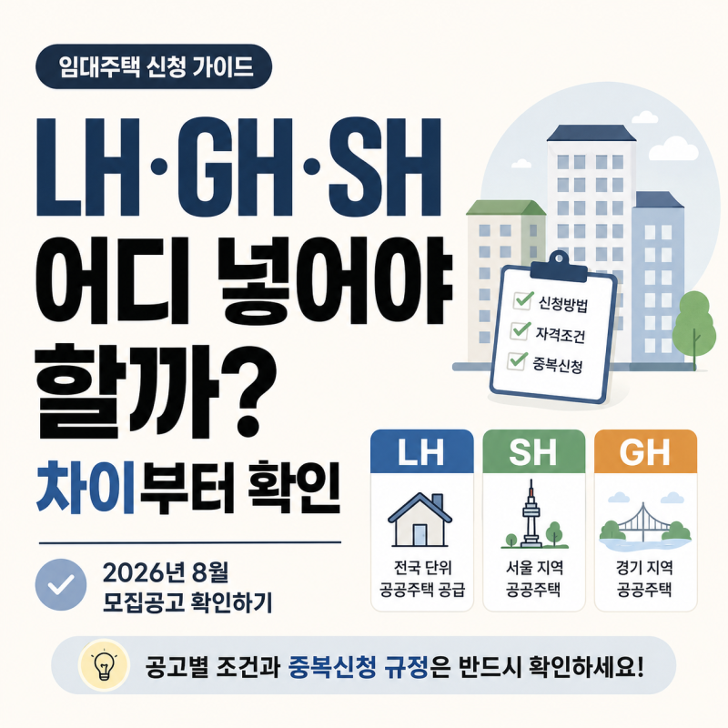임대주택 어디 신청하지? LH행복주택 GH행복주택 SH인터넷청약 차이 총정리