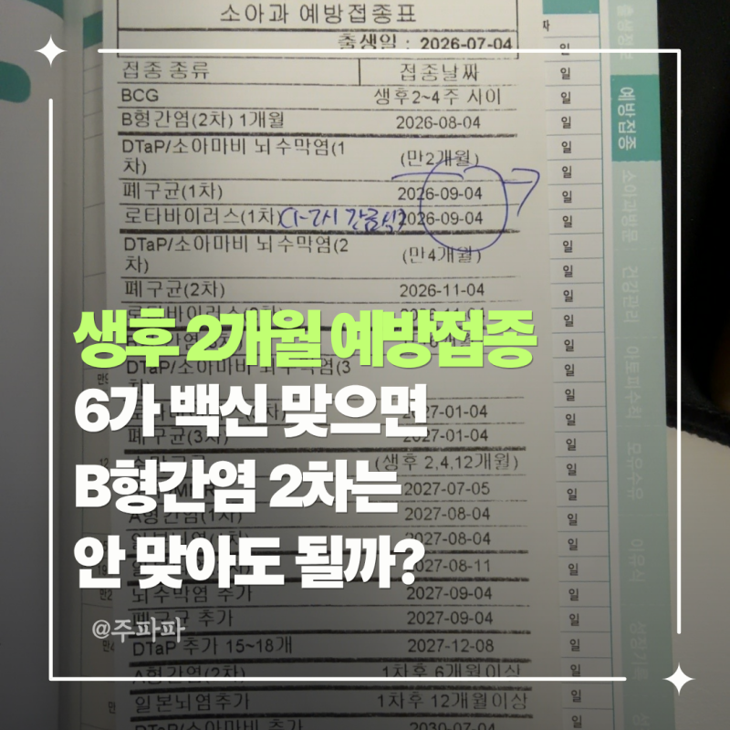 생후 2개월 예방접종 | 6가 백신 맞으면 B형간염 2차는 안 맞아도 될까?