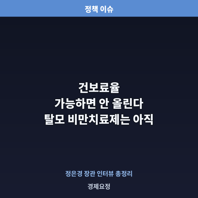 건보료율 가능하면 안 올린다 탈모 비만치료제는 아직